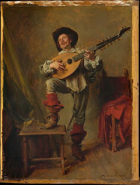 Soldier Playing the Theorbo, by Ernest Meissonier