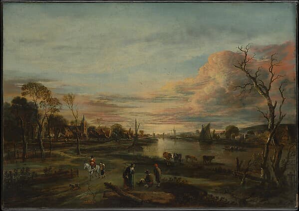 Landscape at Sunset, by Aert van der Neer