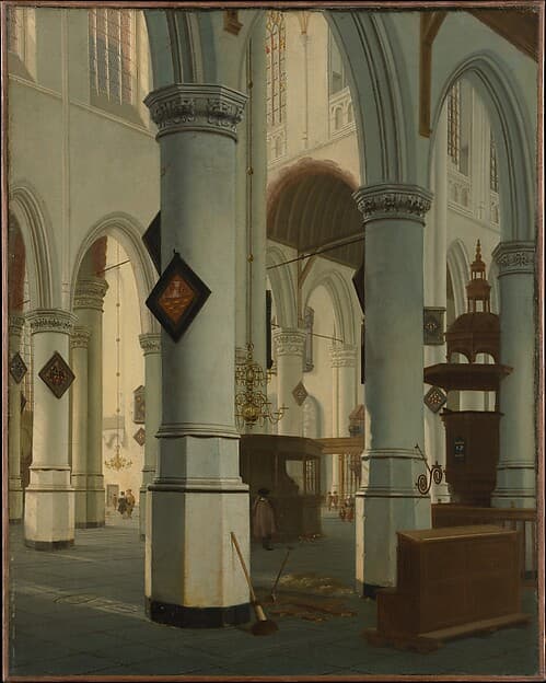 Interior of the Oude Kerk, Delft, by Hendrick van Vliet
