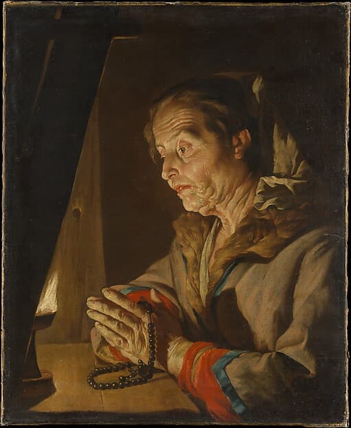 Old Woman Praying, by Matthias Stom