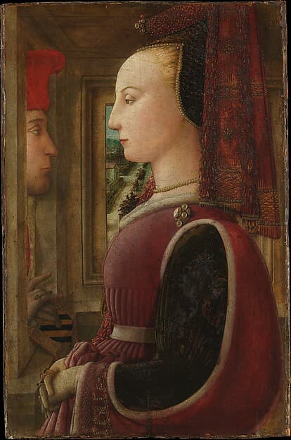 Portrait of a Woman with a Man at a Casement, by Fra Filippo Lippi
