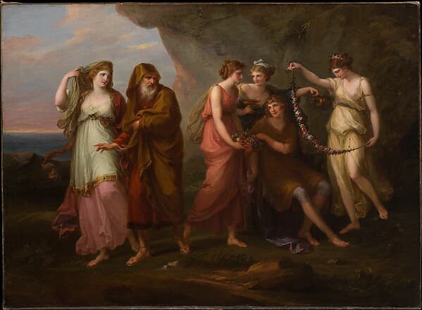 Telemachus and the Nymphs of Calypso, by Angelica Kauffmann