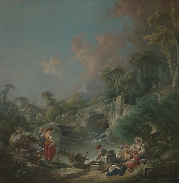 Washerwomen, by François Boucher