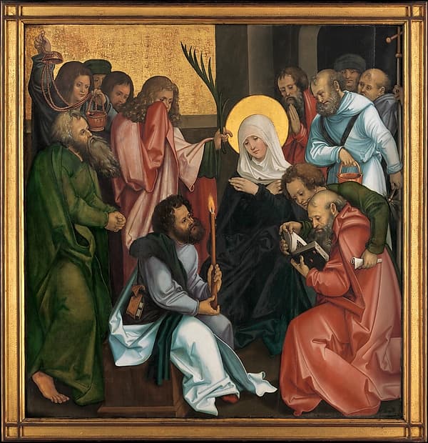 The Dormition of the Virgin; (reverse) Christ Carrying the Cross, by Hans Schäufelein
