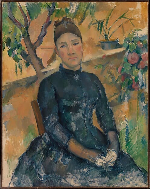 Madame Cézanne (Hortense Fiquet, 1850–1922) in the Conservatory, by Paul Cézanne