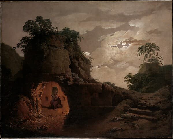 Virgil's Tomb by Moonlight, with Silius Italicus Declaiming, by Joseph Wright (Wright of Derby)