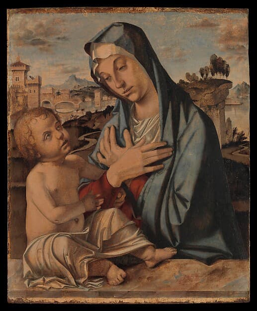Madonna Adoring the Child, by Bartolomeo Montagna (Bartolomeo Cincani)
