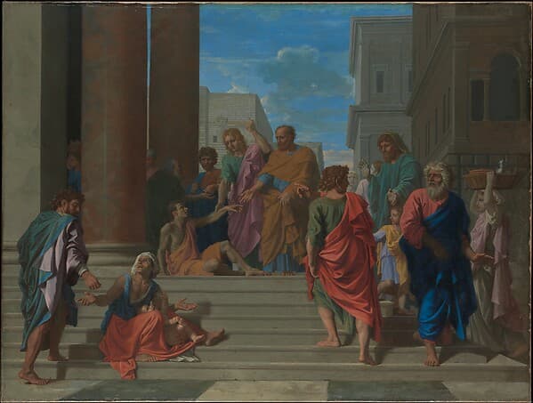 Saints Peter and John Healing the Lame Man, by Nicolas Poussin