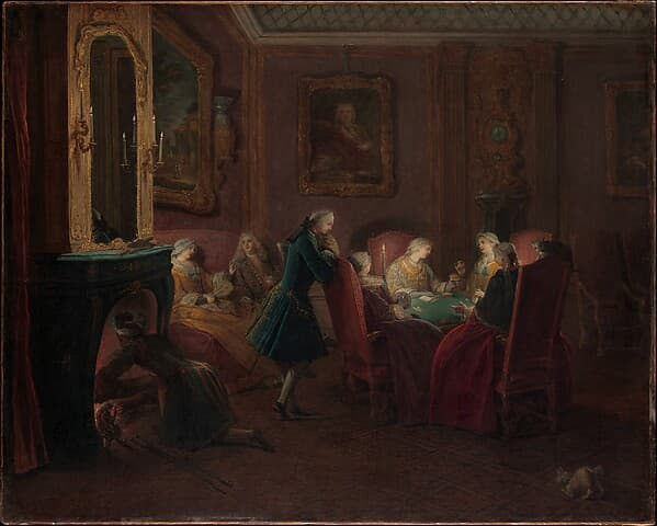 Card Players in a Drawing Room, by Pierre Louis Dumesnil the Younger