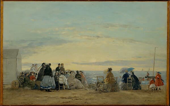 On the Beach, Sunset, by Eugène Boudin