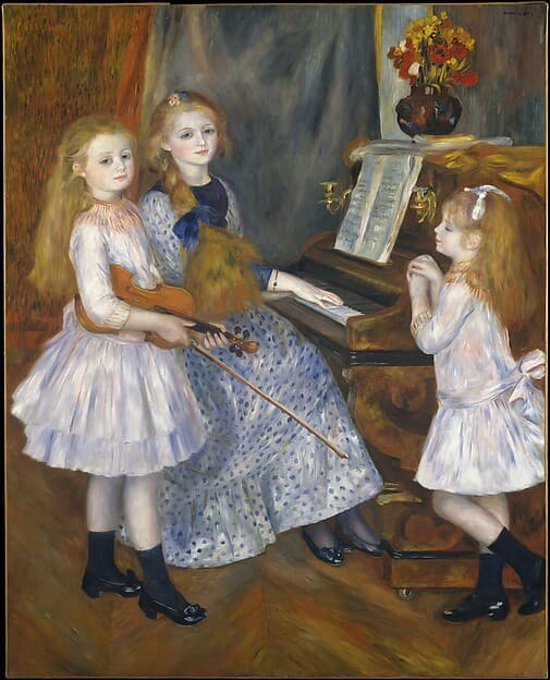 The Daughters of Catulle Mendès, Huguette (1871–1964), Claudine (1876–1937), and Helyonne (1879–1955), by Auguste Renoir