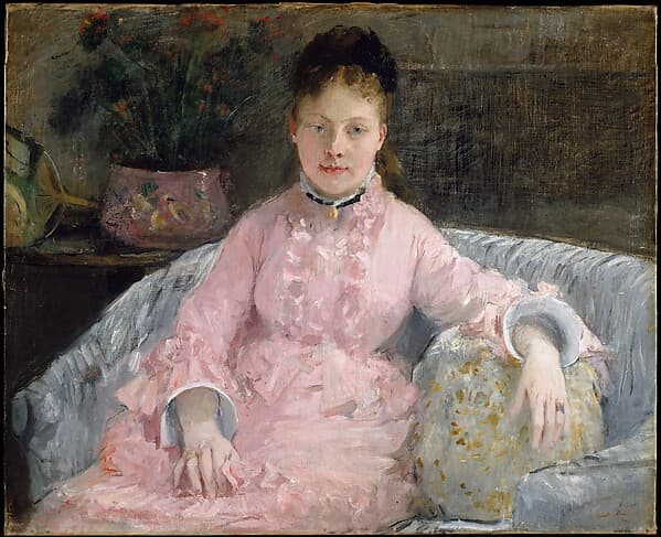 The Pink Dress (Albertie-Marguerite Carré, later Madame Ferdinand-Henri Himmes, 1854–1935), by Berthe Morisot