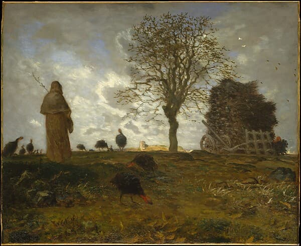 Autumn Landscape with a Flock of Turkeys, by Jean-François Millet