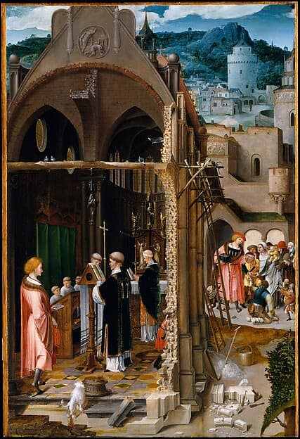 A Sermon on Charity (possibly the Conversion of Saint Anthony), by Netherlandish (Antwerp Mannerist) Painter