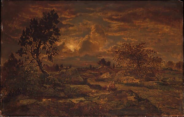 Sunset near Arbonne, by Théodore Rousseau