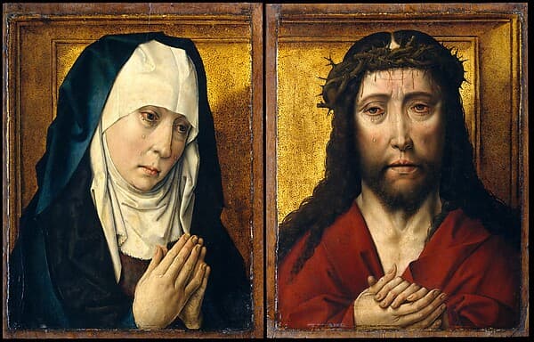 The Mourning Virgin; Christ Crowned with Thorns, by Dieric Bouts
