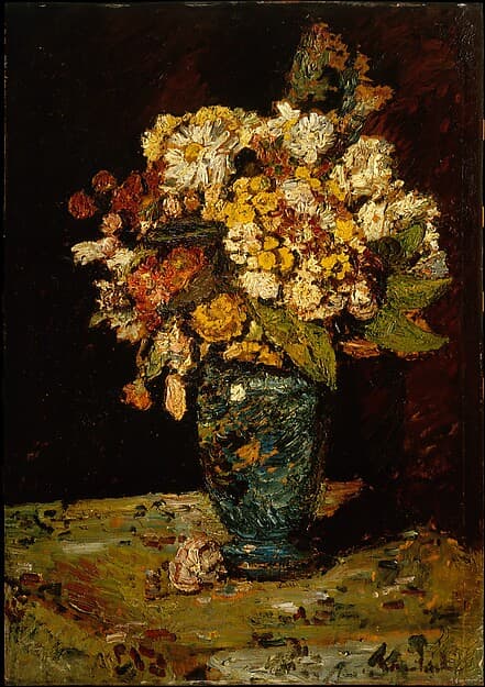 Flowers in a Blue Vase, by Adolphe Monticelli