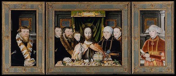 Christ Blessing, Surrounded by a Donor Family, by German Painter