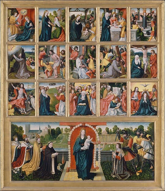 The Fifteen Mysteries and the Virgin of the Rosary, by Netherlandish (Brussels) Painter
