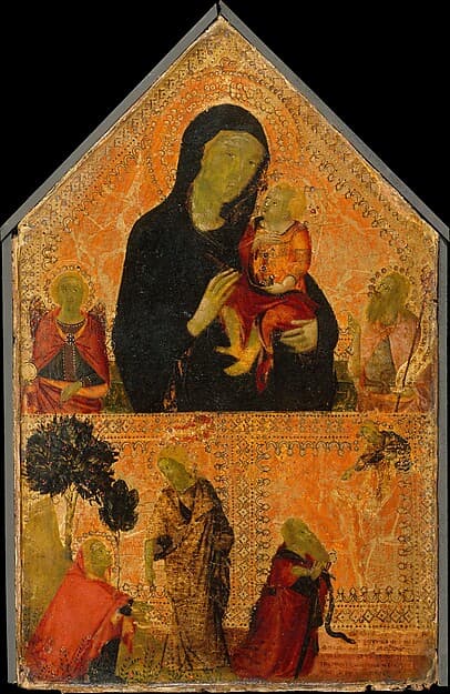 Madonna and Child with Saints Michael and John the Baptist; The Noli Me Tangere; The Conversion of Saint Paul, by Italian (Pisan) Painter