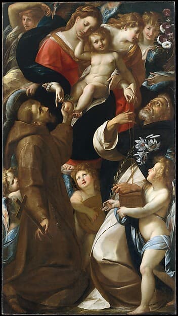 Madonna and Child with Saints Francis and Dominic and Angels, by Giulio Cesare Procaccini