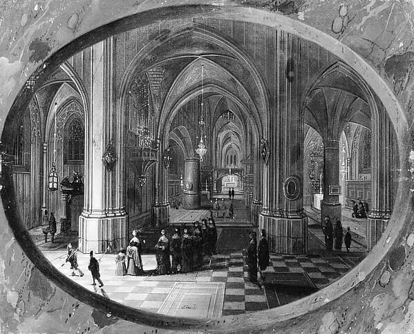 Interior of a Gothic Church at Night, by Pieter Neeffs the Elder