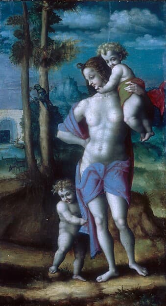 Eve with Cain and Abel, by Bachiacca (Francesco d'Ubertino Verdi)