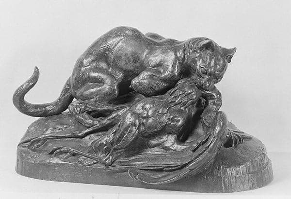 Ocelot Carrying Off a Heron, by Antoine-Louis Barye