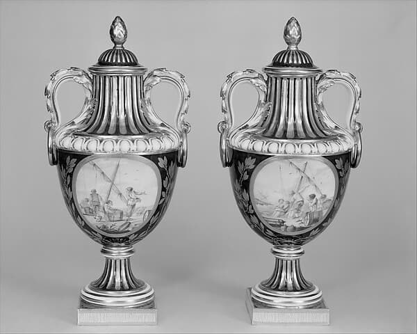 Vase with cover (vase de coté de Paris) (one of a pair), by Sèvres Manufactory