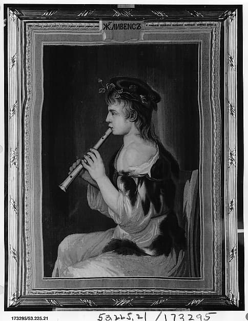 Girl Playing a Recorder, by Imperial Russian Tapestry Manufactory, Saint Petersburg