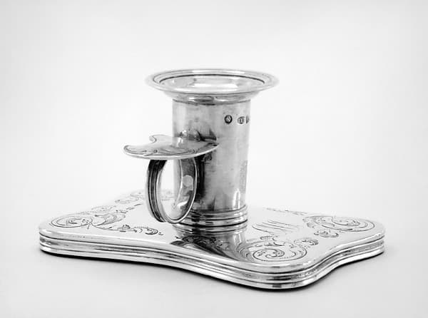 Pair of bases and candleholders (part of a set), by Johann Bernhard Hertz (Hentz)
