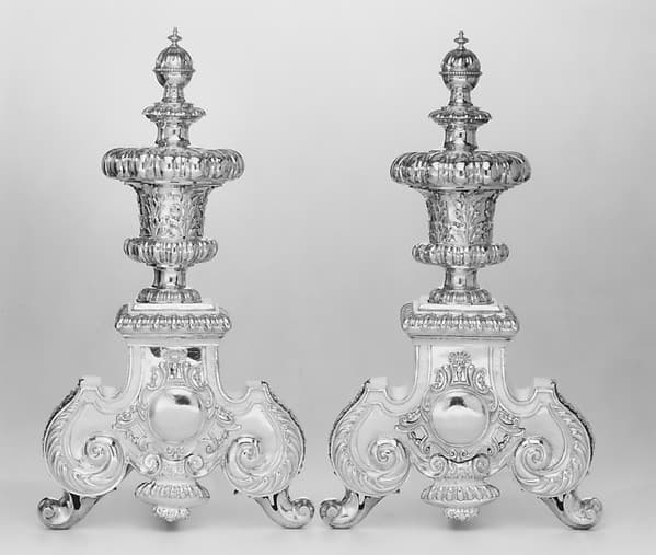 Pair of andirons, by Benjamin Pyne