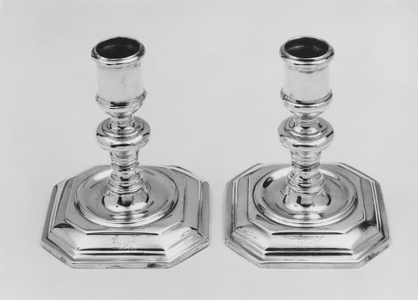 Pair of dressing table candlesticks, by Joseph Bird