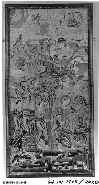 Embroidered picture with mythological scenes