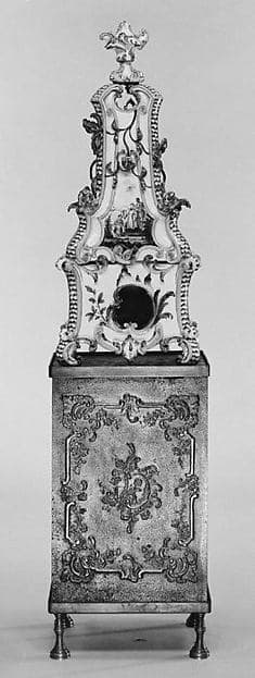 Ceramic stove on cast-iron firebox (one of a pair), by Abraham Leihamer