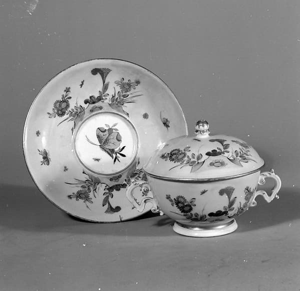 Porringer with cover and stand, by Meissen Manufactory
