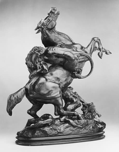 Horse Surprised by a Lion (second version), by Antoine-Louis Barye