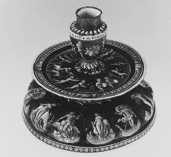 Candlestick (one of a pair), by Master I. C. (probably Jean Court or Jean de Court)