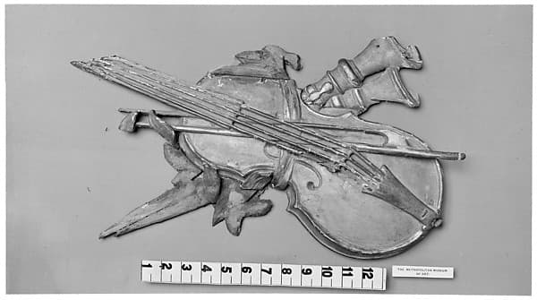 Trophy of musical instruments detail