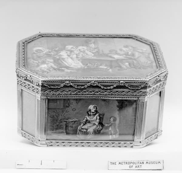 Snuffbox with household scenes, by Jean-Joseph Barrière