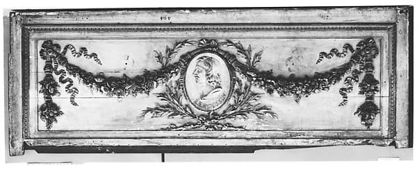 Panel for a decorative frieze with portrait of Poussin (from a set of six)