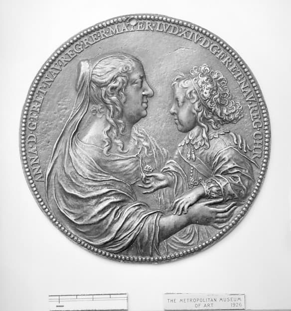 Anne of Austria, Queen Mother of France (1601–66) and her son Louis XIV (1638–1715), by Jean Varin