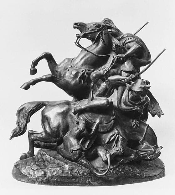 Two Mounted Arabs Killling a Lion, by Antoine-Louis Barye