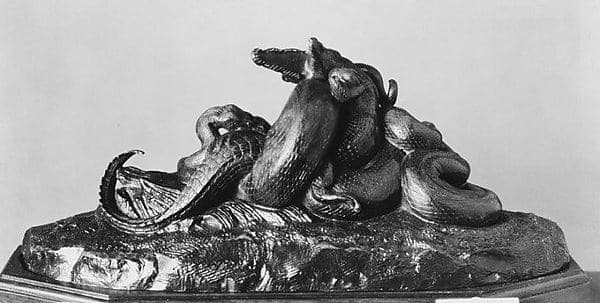 Python Crushing a Crocodile, by Antoine-Louis Barye