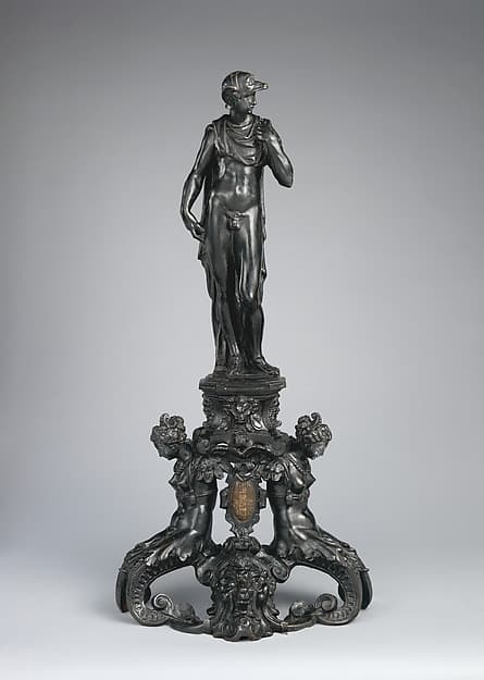 Andiron with figure of Mercury (one of a pair), by Alessandro Vittoria (Alessandro Vittoria di Vigilio della Volpa)