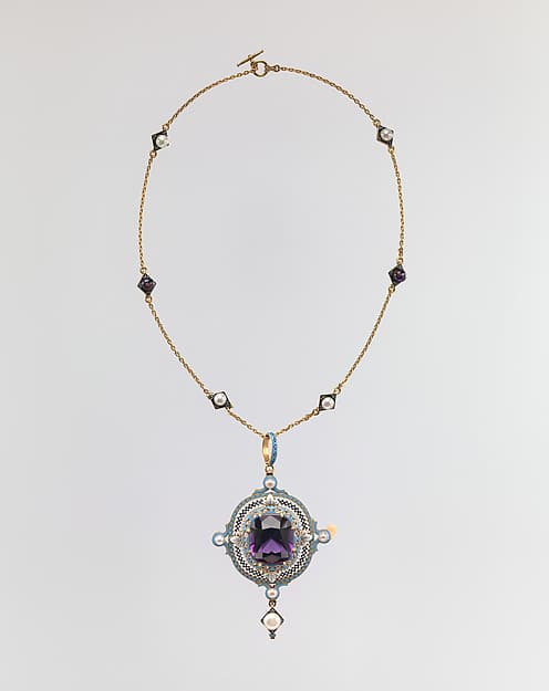 Renaissance revival pendant on chain, by Carlo Giuliano