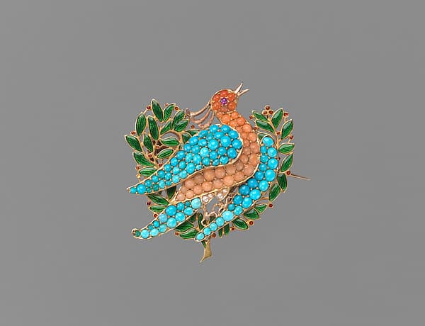 Brooch in the form of a dove on an olive branch, by Sir Edward Burne-Jones