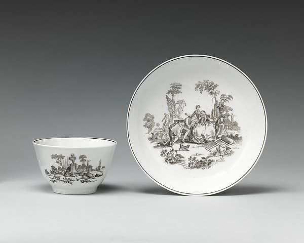 Cup and saucer (part of a set of four), by Worcester factory