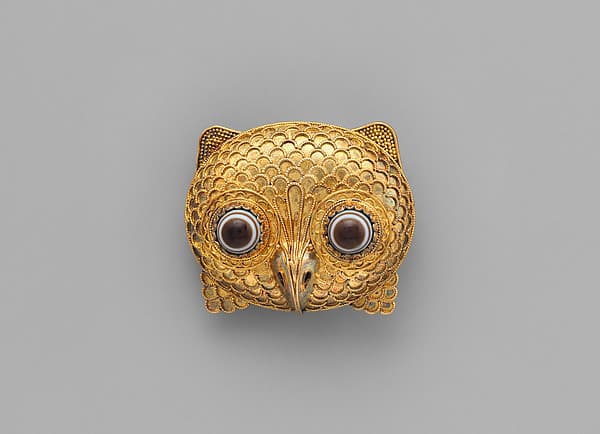 Brooch in the form of an owl head, by Castellani