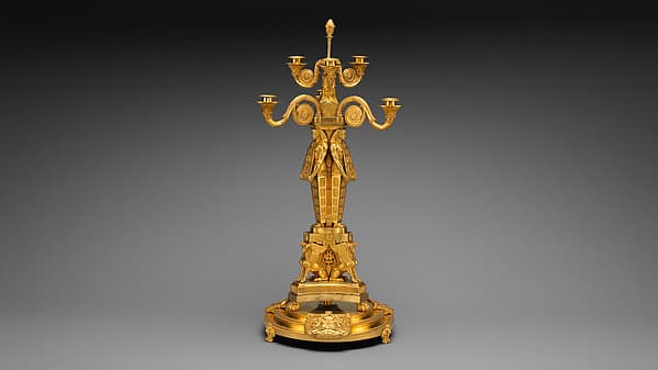 Egyptomania candelabrum (one of a pair), by Alexis Decaix